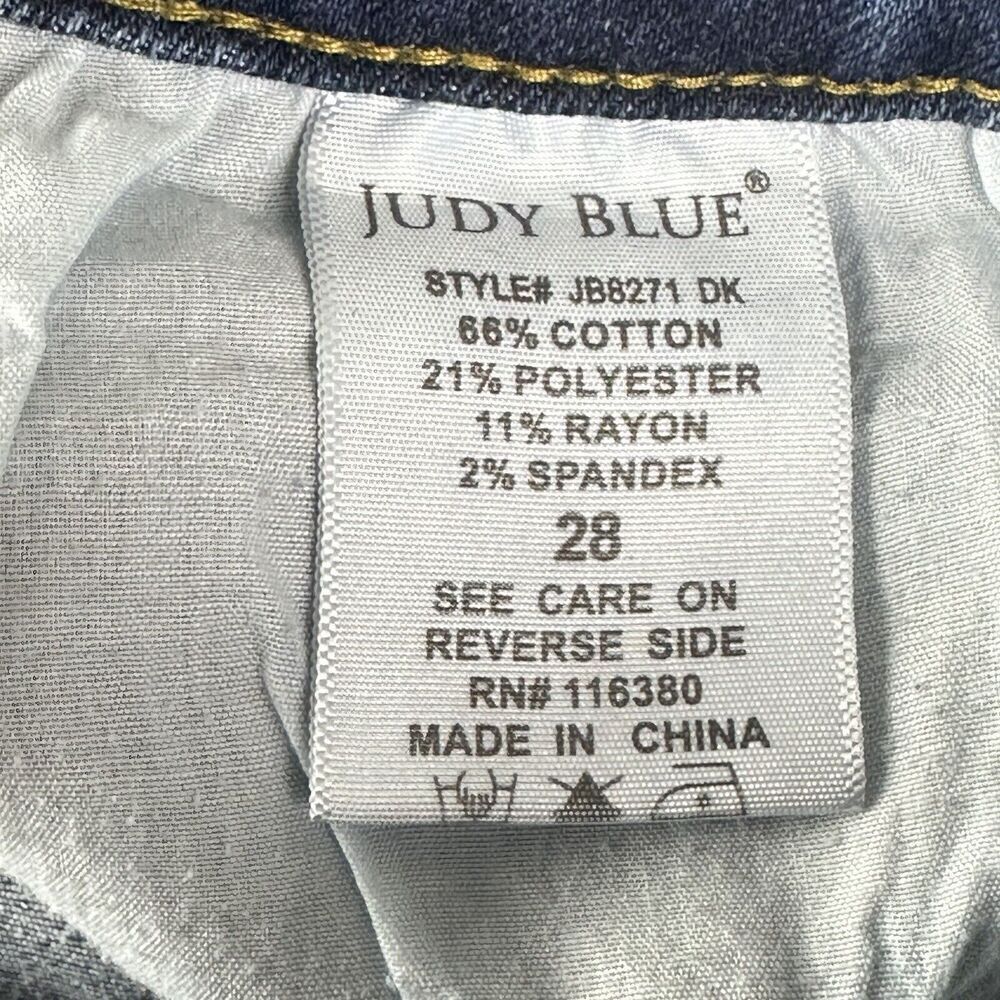 Judy Blue Jeans Womens 28 Distressed Relaxed Fit Dark Wash Everyday Stretch - Picture 15 of 16